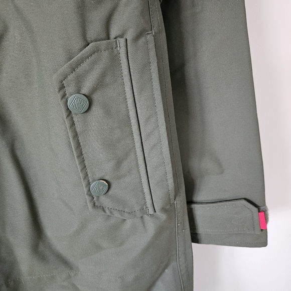 Topo Designs Olive Green Women's Tech Rain Coat Trench - Picture 9 of 13